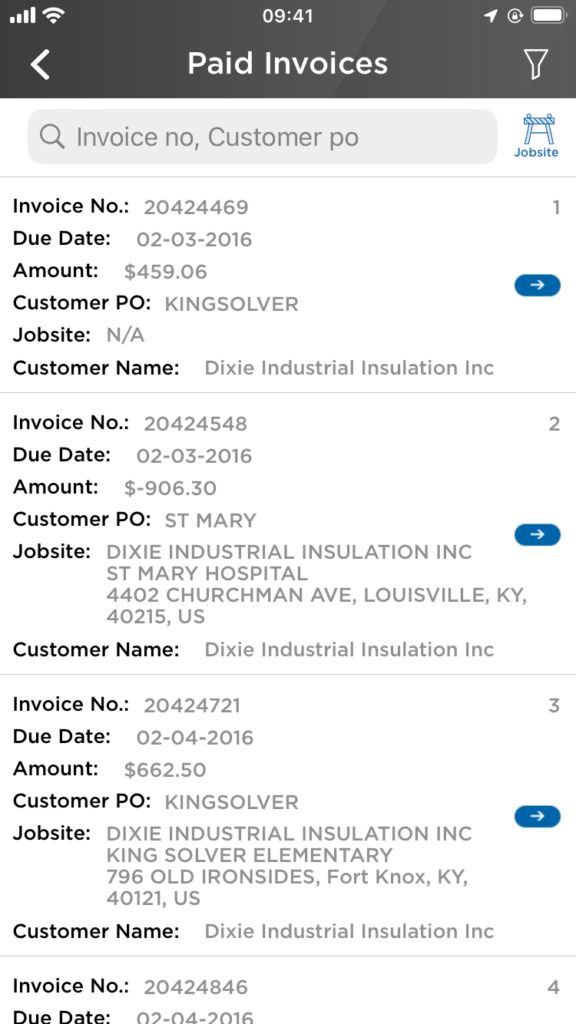 Customers can also view invoices and complete payments 