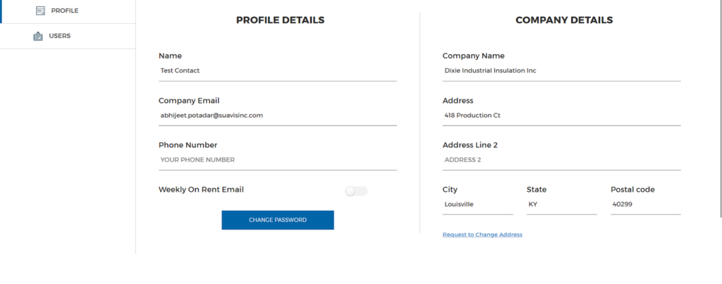 User Profile Details and Account Information Management View