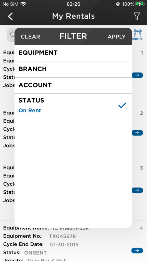 Active Rentals Dashboard with Equipment Deployment Overview 
